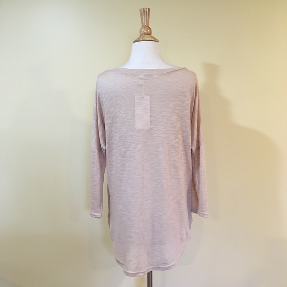 Burnout Knit High Low Dolman Sleeve Top Sand Beige - Picture 5 of 5